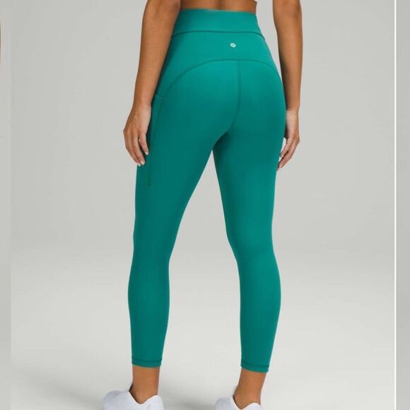 LULULEMON Leggings Women 4 Power Thru High Rise Teal Lagoon 23” - Picture 1 of 11